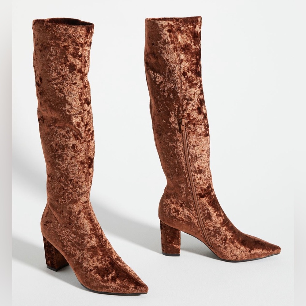 NIB Anthropologie Silent D Velvet Komass Boots Chocolate EU 38